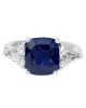 GIA Certified 3.21ct Blue Sapphire & Diamond Ring in Platinum